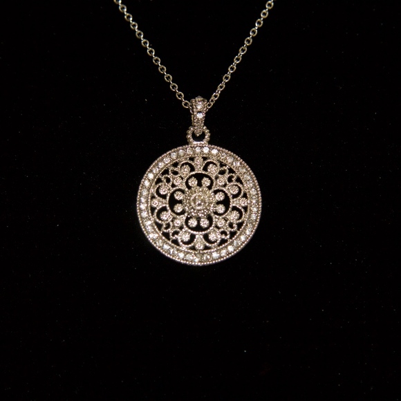 14kt Gold Dipped Topaz Detailed Pave Necklace - Picture 3 of 6